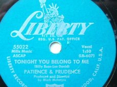PATIENCE & PRUDENCE - TONIGHT YOU BELONG TO ME
